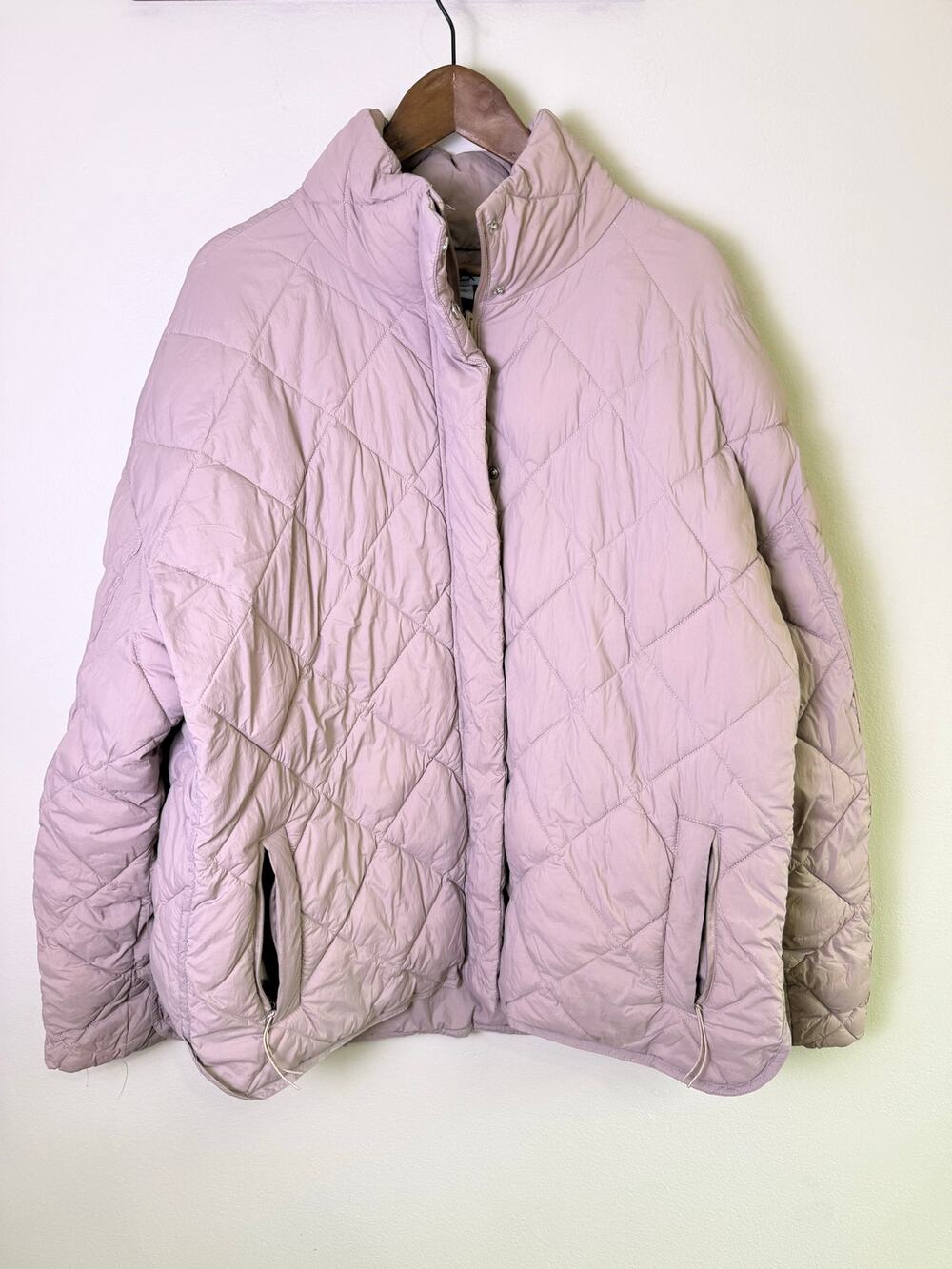 FLX Women’s Quilted Puffer Jacket Light Pink 2X Snap Zip Insulated Coat